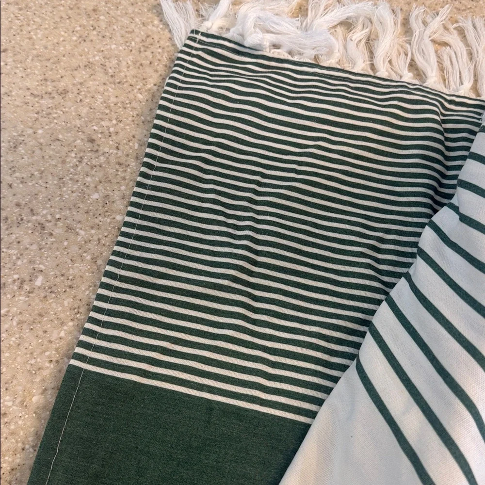 NWT awellife 72inx72in fabric shower curtain boho dark green stripe